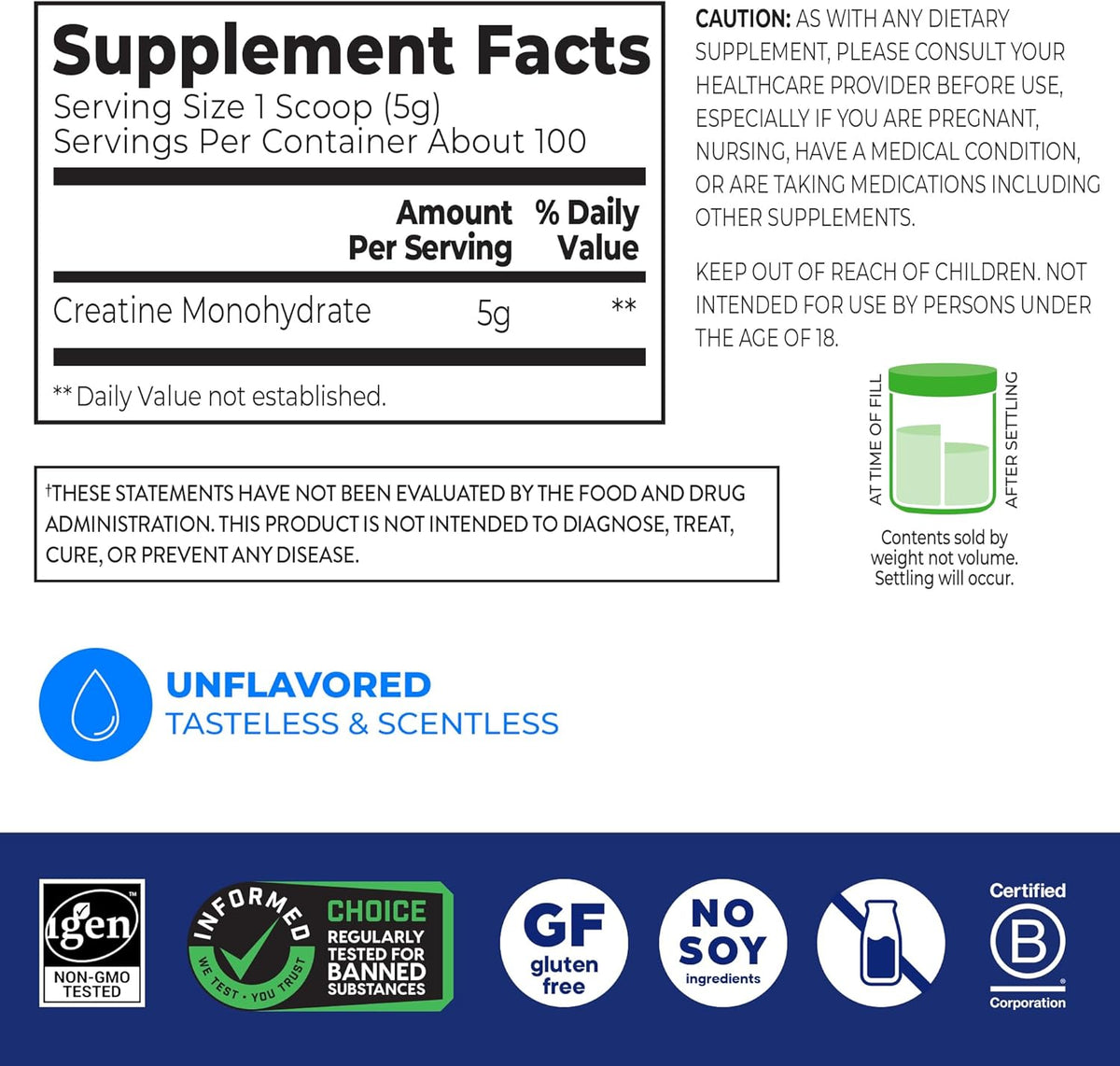 Orgain Creatine Monohydrate Powder 5g per Serving, Micronized Unflavored Creatine Supplement, 1.48 lb – Muscle Strength & Recovery Support