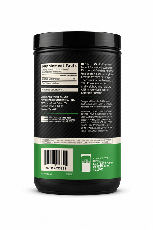 Optimum Nutrition Creatine Monohydrate Powder, 5g Micronized Creatine per Serving, Unflavored, 120 Servings