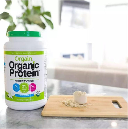 Orgain Organic Plant Based Protein Powder, Vanilla Bean, 21g Protein, 5g Prebiotic Fiber, Vegan, 2.74 lb