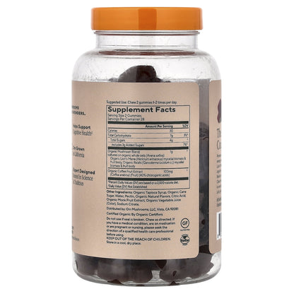 OM Mushrooms Brain Fuel+ Mushroom Gummies, Raspberry, 56 Vegan Gummies