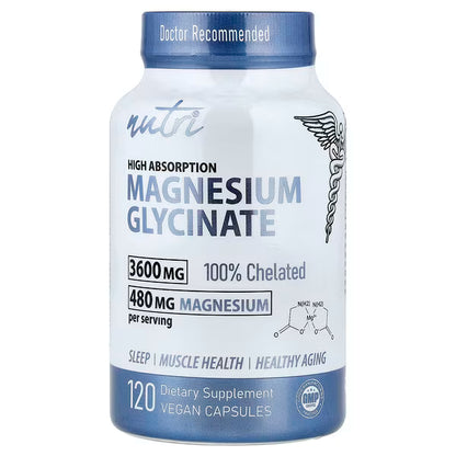 Nutri Magnesium Glycinate 3600 mg, 120 Vegan Capsules