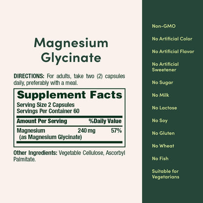 Nature’s Bounty Magnesium Glycinate 240 mg, 180 Capsules – High Absorption Magnesium Supplement for Daily Wellness