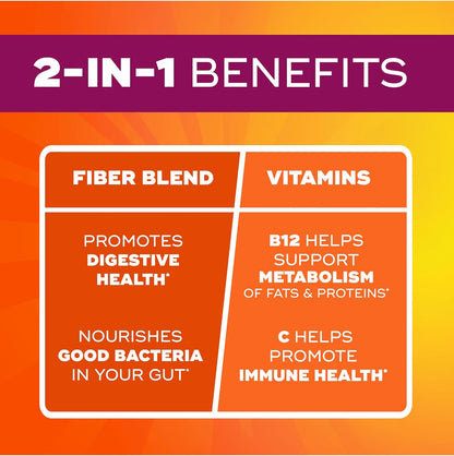 Metamucil Fiber Gummies for Adults, 5g Prebiotic Plant-Based Fiber, Orange Flavor, No Sugar Added, 120 Count