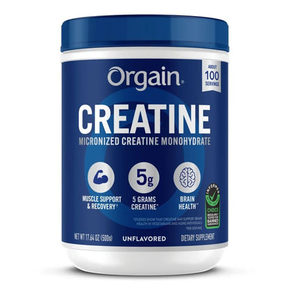 Orgain Creatine Monohydrate Powder 5g per Serving, Micronized Unflavored Creatine Supplement, 1.48 lb – Muscle Strength & Recovery Support