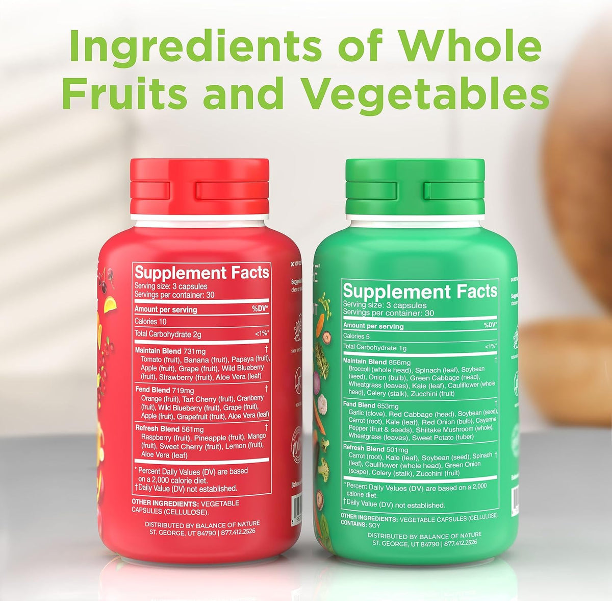 Balance of Nature Fruits and Veggies Supplements, 180 Capsules
