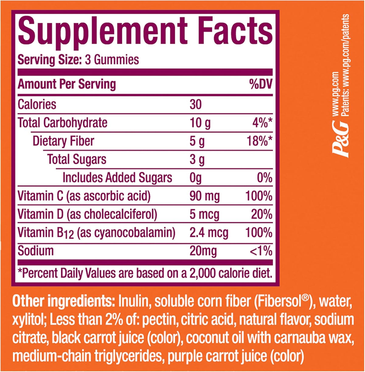 Metamucil Fiber Gummies for Adults, 5g Prebiotic Plant-Based Fiber, Orange Flavor, No Sugar Added, 120 Count
