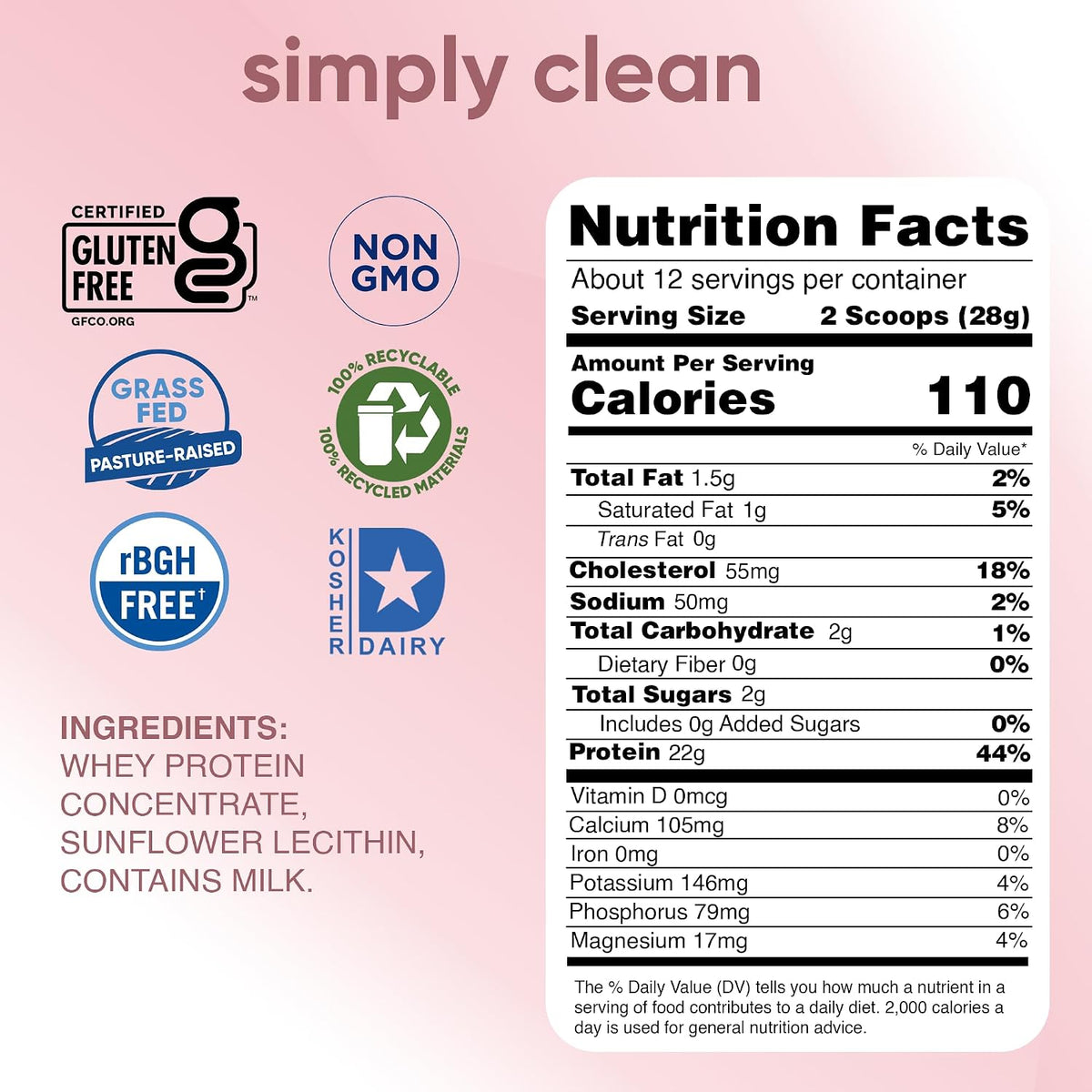Simply Tera's Whey Protein, Plain Unsweetened, 12 oz
