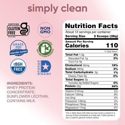 Simply Tera's Whey Protein, Plain Unsweetened, 12 oz
