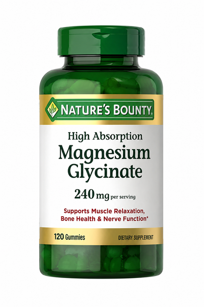 Nature’s Bounty Magnesium Glycinate 240 mg, 180 Capsules – High Absorption Magnesium Supplement for Daily Wellness