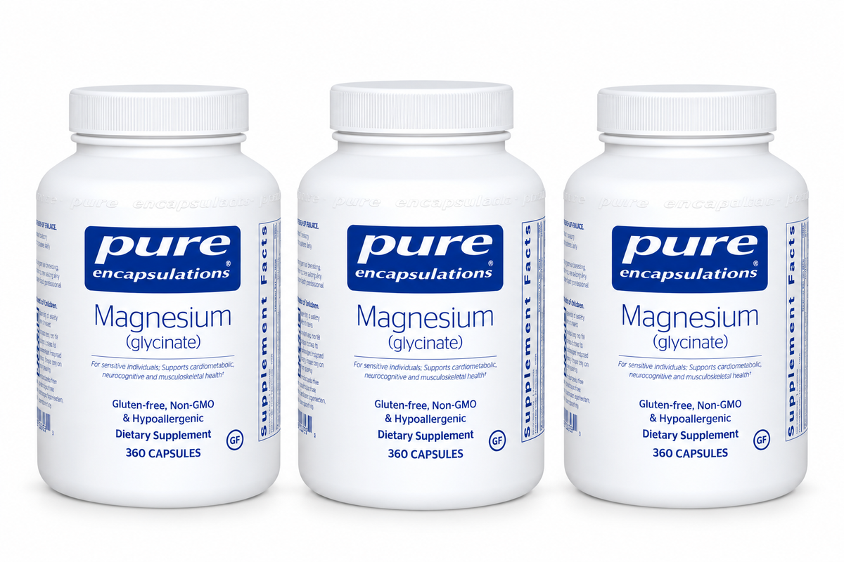 Pure Encapsulations Magnesium Glycinate 180 Capsules – 3 Bottle Bundle, Magnesium Supplement