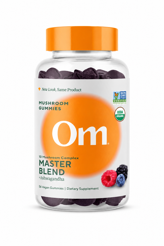 OM Mushrooms Brain Fuel+ Mushroom Gummies, Raspberry, 56 Vegan Gummies