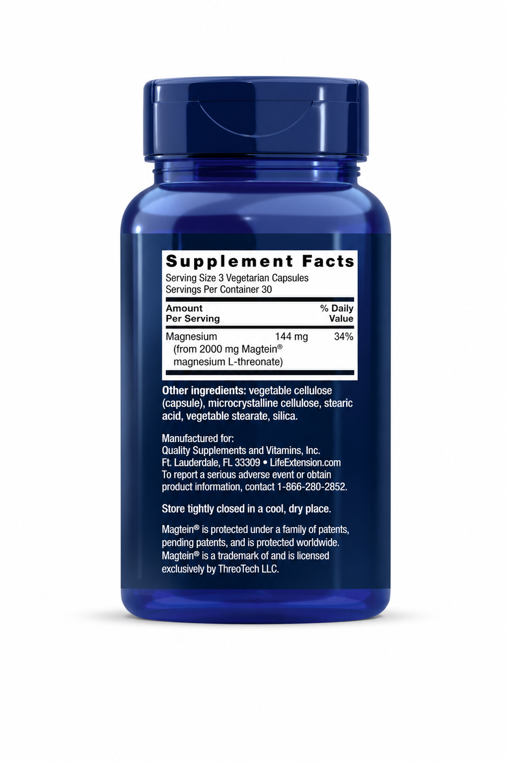 Neuro-Mag Magnesium L-Threonate 90 Vegetarian Capsules – Cognitive, Memory & Brain Health Support