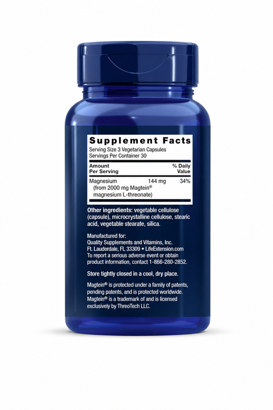 Neuro-Mag Magnesium L-Threonate 90 Vegetarian Capsules – Cognitive, Memory & Brain Health Support