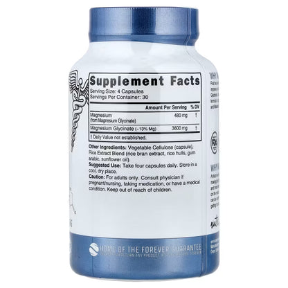 Nutri Magnesium Glycinate 3600 mg, 120 Vegan Capsules
