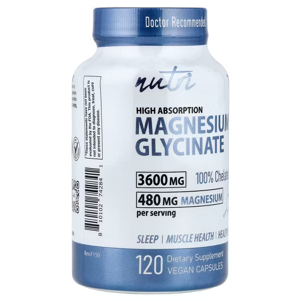 Nutri Magnesium Glycinate 3600 mg, 120 Vegan Capsules