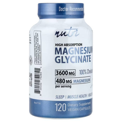 Nutri Magnesium Glycinate 3600 mg, 120 Vegan Capsules