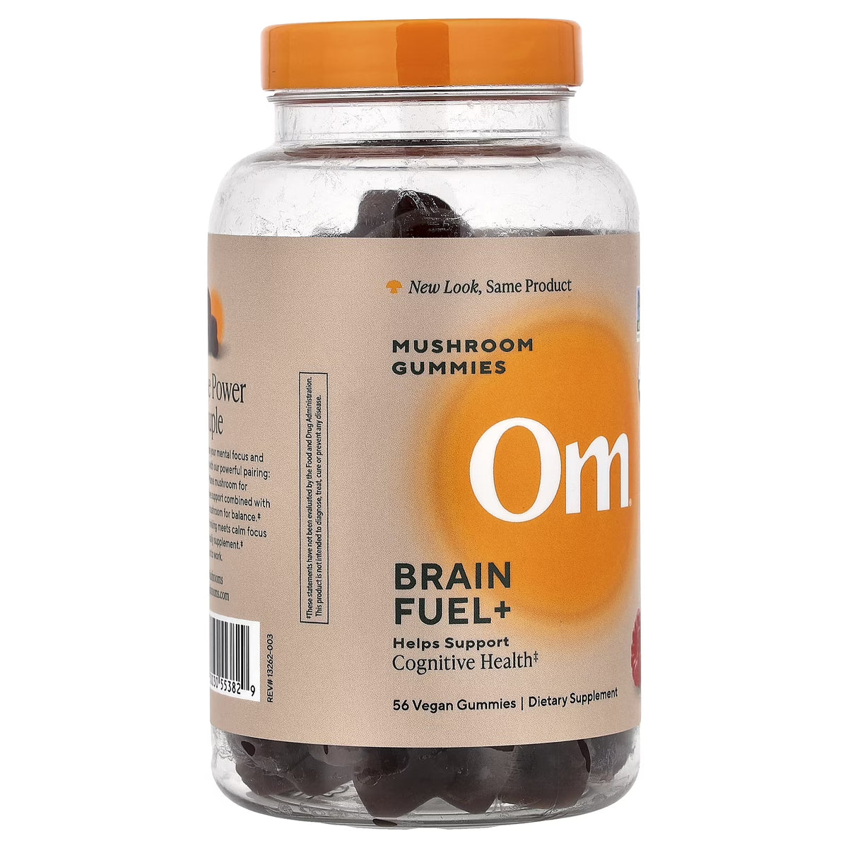OM Mushrooms Brain Fuel+ Mushroom Gummies, Raspberry, 56 Vegan Gummies