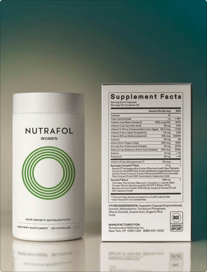 Nutrafol Women Hair Loss & Thinning Supplement – 2 Bottle Bundle, 240 Capsules